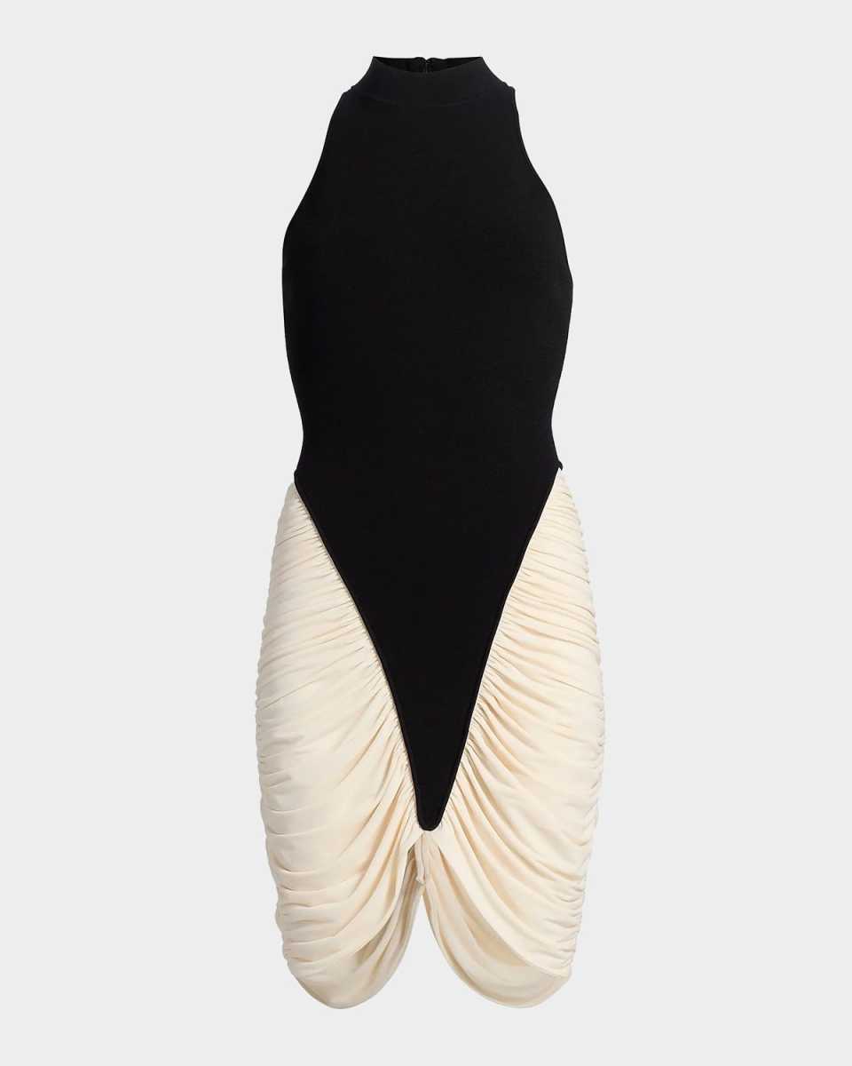 Atticus Sleeveless Draped Knit Mini Dress